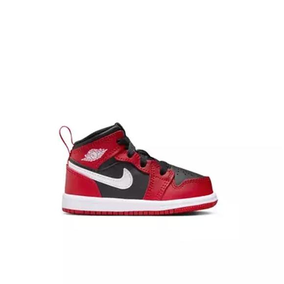 NIKE JORDAN 1 Mid Black White Gym Red Toddler Sz 4C NIB - Picture 1 of 5